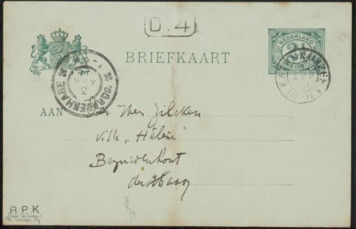 Postcard to Philip Zilcken