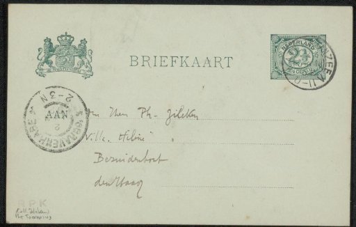 Postcard to Philip Zilcken