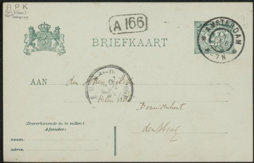 Postcard to Philip Zilcken
