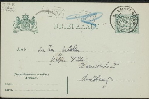 Postcard to Philip Zilcken