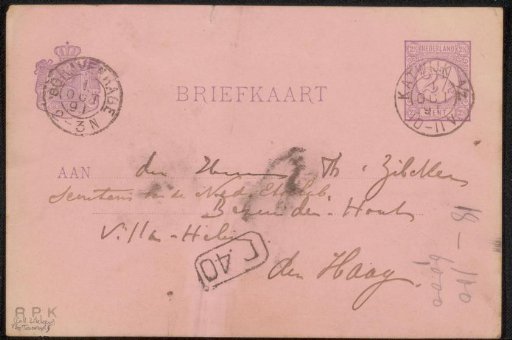 Postcard to Philip Zilcken