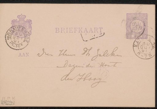 Postcard to Philip Zilcken