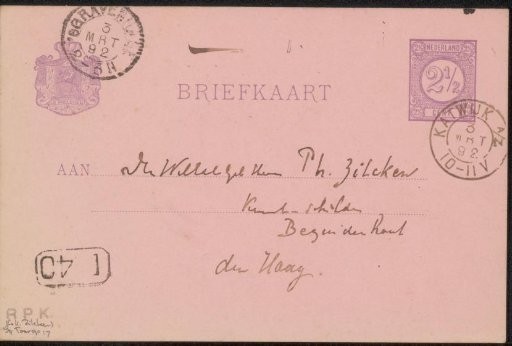Postcard to Philip Zilcken