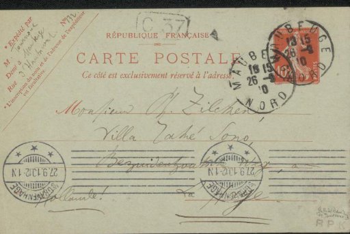 Postcard to Philip Zilcken