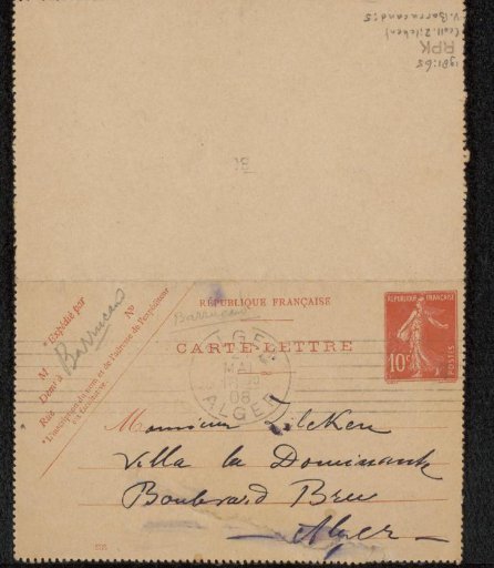 Postcard to Philip Zilcken
