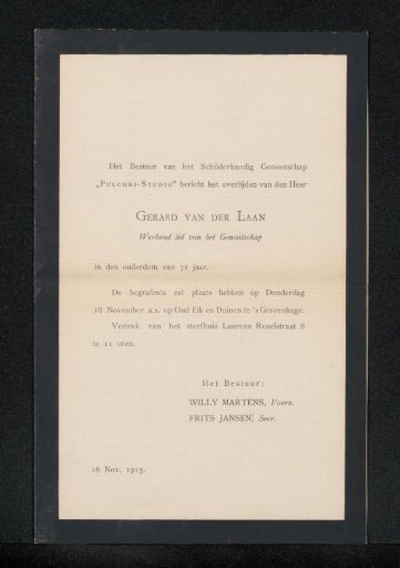 Death notice to Philip Zilcken