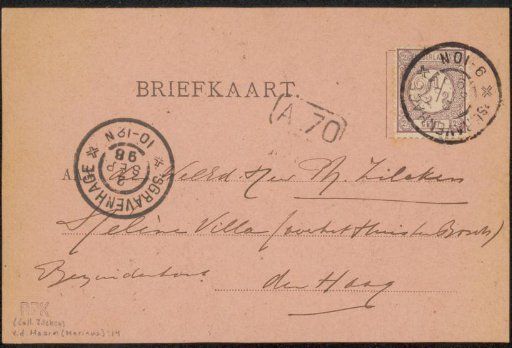 Postcard to Philip Zilcken