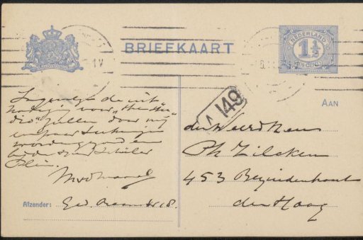 Postcard to Philip Zilcken