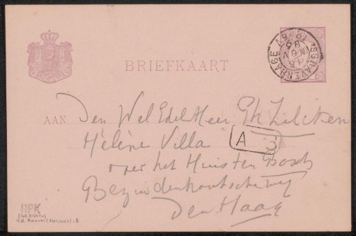 Postcard to Philip Zilcken