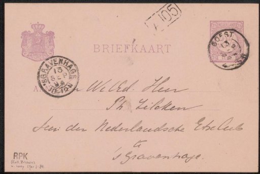 Postcard to Philip Zilcken
