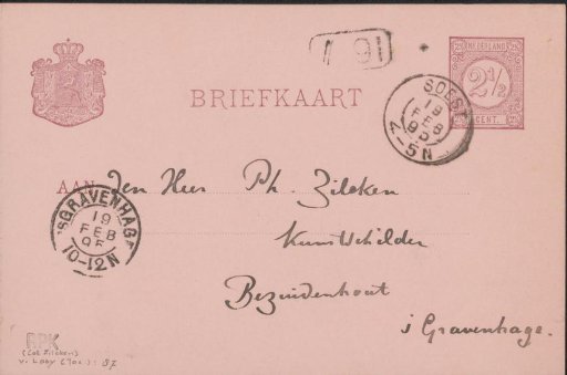 Postcard to Philip Zilcken