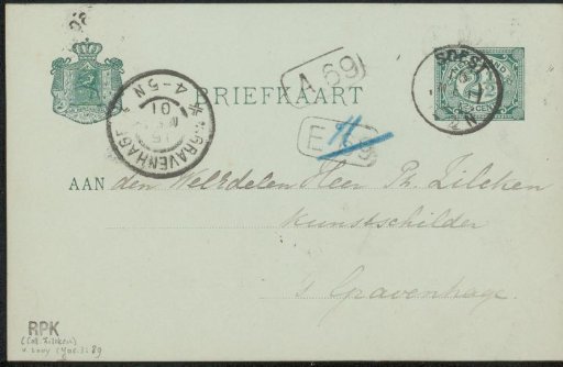 Postcard to Philip Zilcken