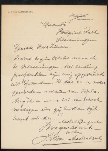 Letter to Philip Zilcken