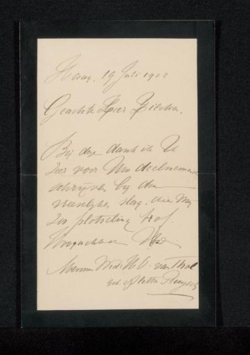 Letter to Philip Zilcken