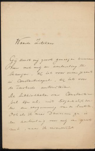 Letter to Philip Zilcken