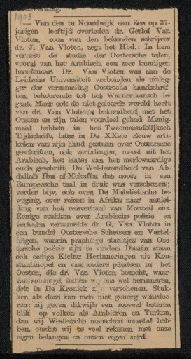 Newspaper clipping from the Philip Zilcken archive
