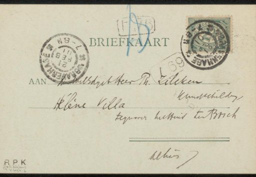 Postcard to Philip Zilcken