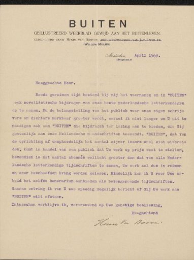 Letter to Philip Zilcken