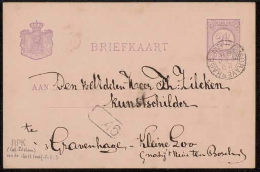 Postcard to Philip Zilcken