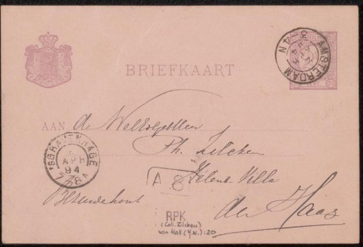 Postcard to Philip Zilcken