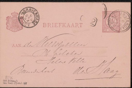 Postcard to Philip Zilcken