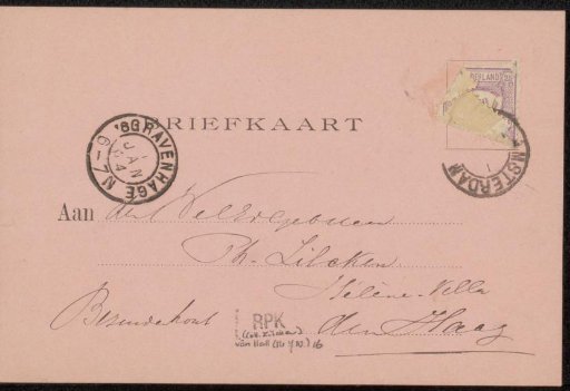 Postcard to Philip Zilcken