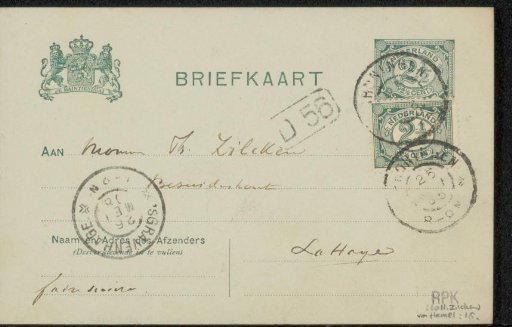 Postcard to Philip Zilcken