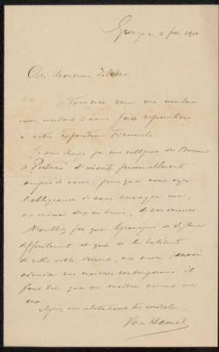 Letter to Philip Zilcken