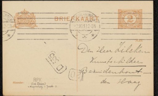 Postcard to Philip Zilcken