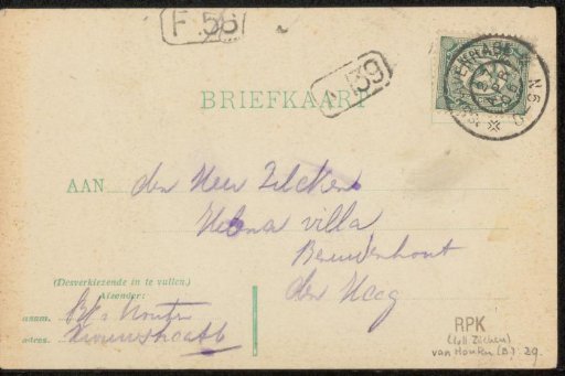 Postcard to Philip Zilcken