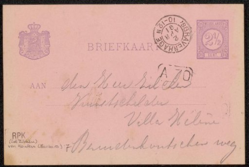 Postcard to Philip Zilcken