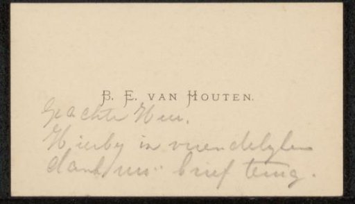 Calling Card to Philip Zilcken