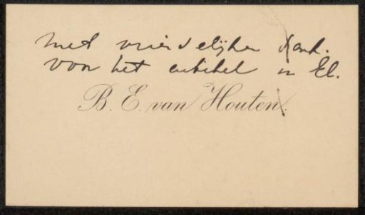 Calling Card to Philip Zilcken