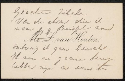 Calling card to Philip Zilcken