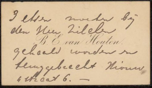 Calling card to Philip Zilcken