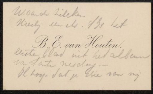 Calling card to Philip Zilcken