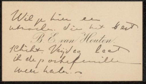 Calling card to Philip Zilcken