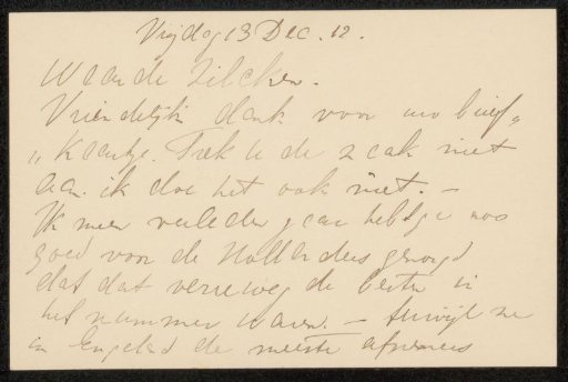Letter to Philip Zilcken