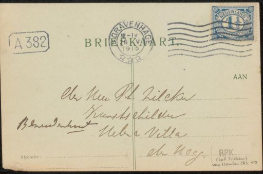 Postcard to Philip Zilcken
