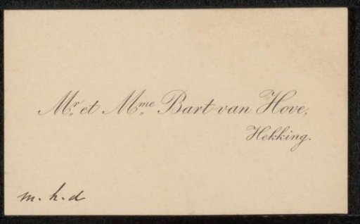Calling card to Philip Zilcken