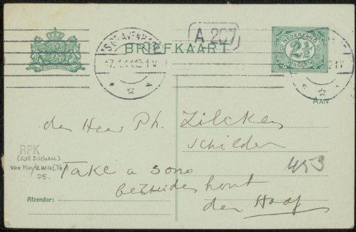 Postcard to Philip Zilcken