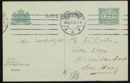 Postcard to Philip Zilcken