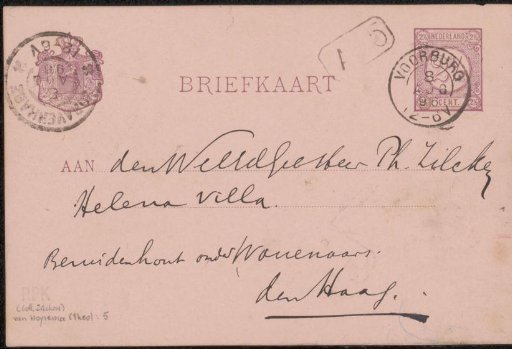 Postcard to Philip Zilcken