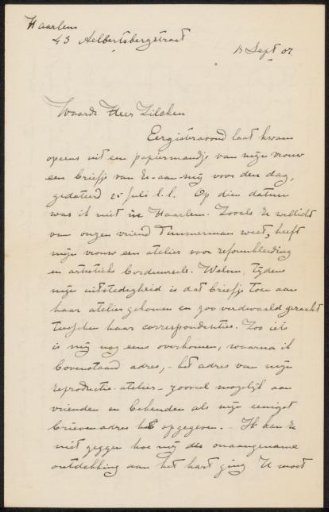 Letter to Philip Zilcken