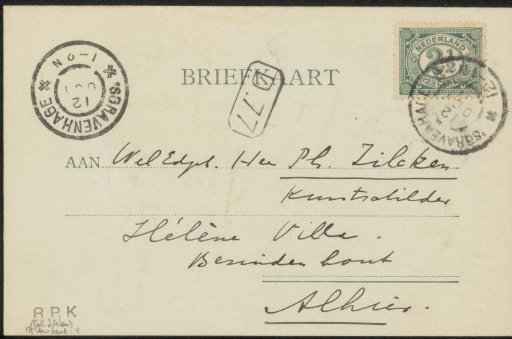 Postcard to Philip Zilcken