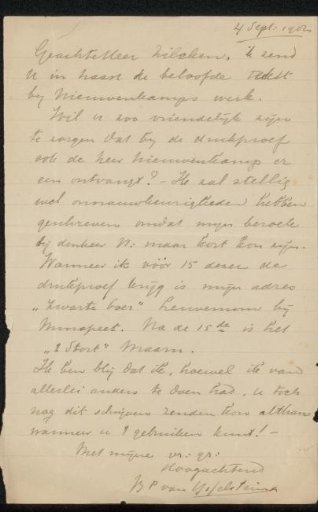 Letter to Philip Zilcken