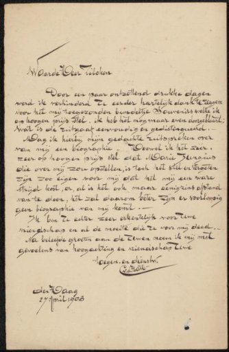 Letter to Philip Zilcken
