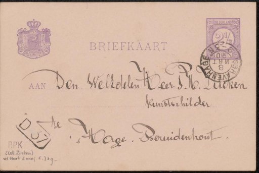 Postcard to Philip Zilcken
