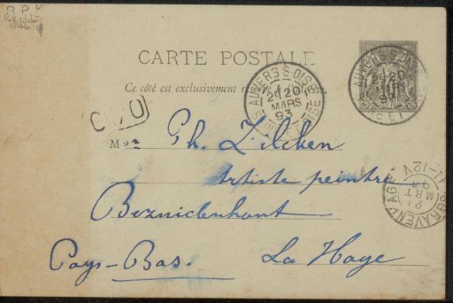 Postcard to Philip Zilcken