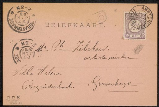 Postcard to Philip Zilcken